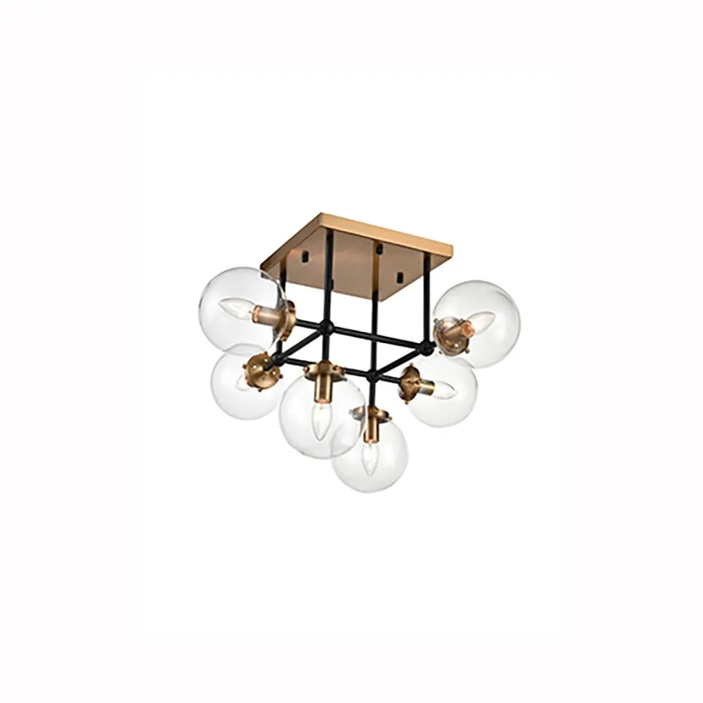 6-1142LF 6 Light Flush Light Black and Gold