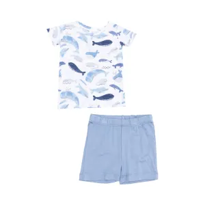 Angel Dear Blue Whales Loungewear Short Set