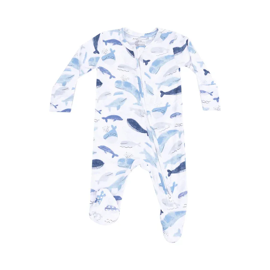 Angel Dear Blue Whales Zip Footie