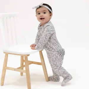 Angel Dear Forget Me Not Floral Zipper Ruffle Back Footie