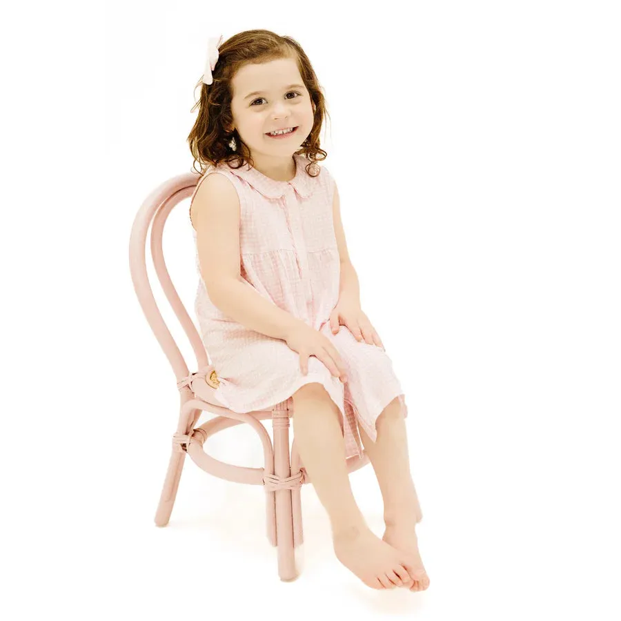 Angel Dear Pink Peter Pan Button Front Dress