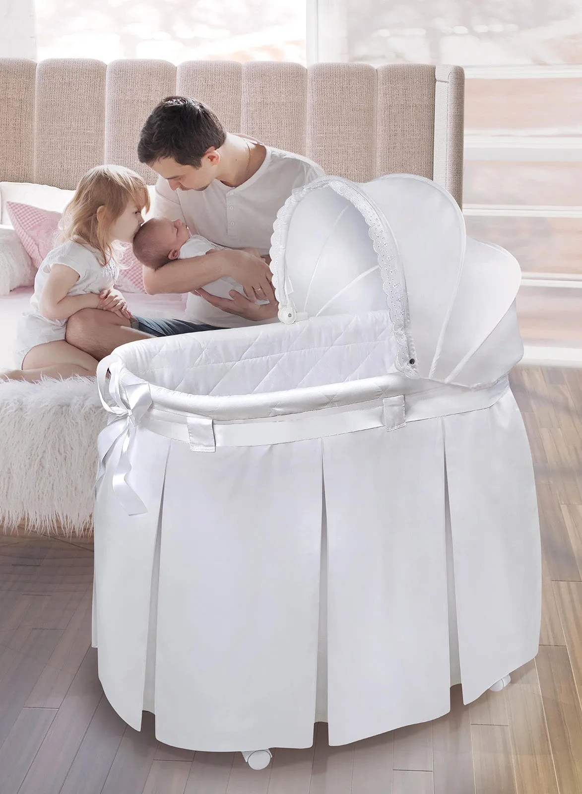 Badger Basket White Long Skirt Wishes Oval Bassinet