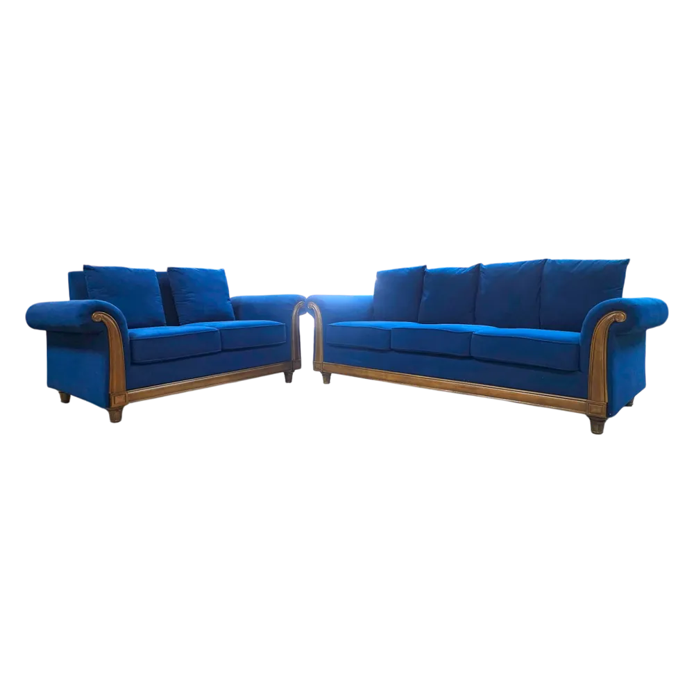 Bless 3 2 Fabric Sofa Dark Blue #1300