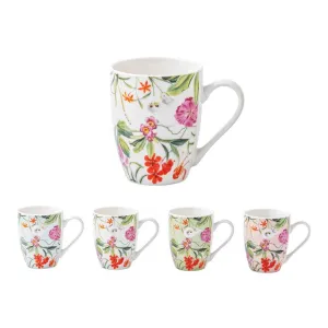 Bone China Floral Mug, 4 Asstd Designs