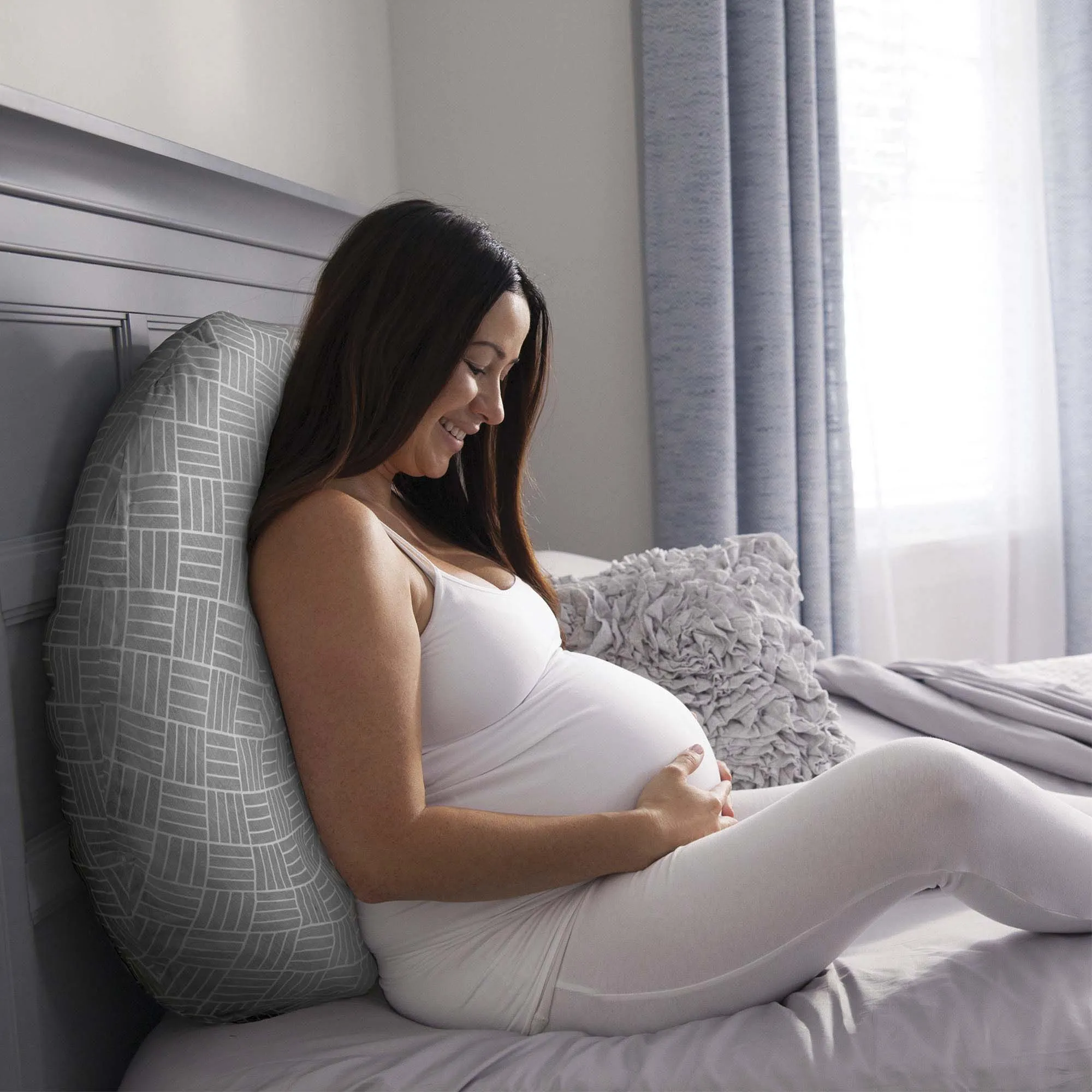 Boppy Cuddle Pregnancy Pillow | Gray Basket Weave
