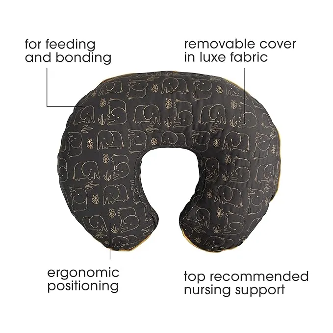 Boppy Luxe Pillow | Charcoal Quilted Elephant