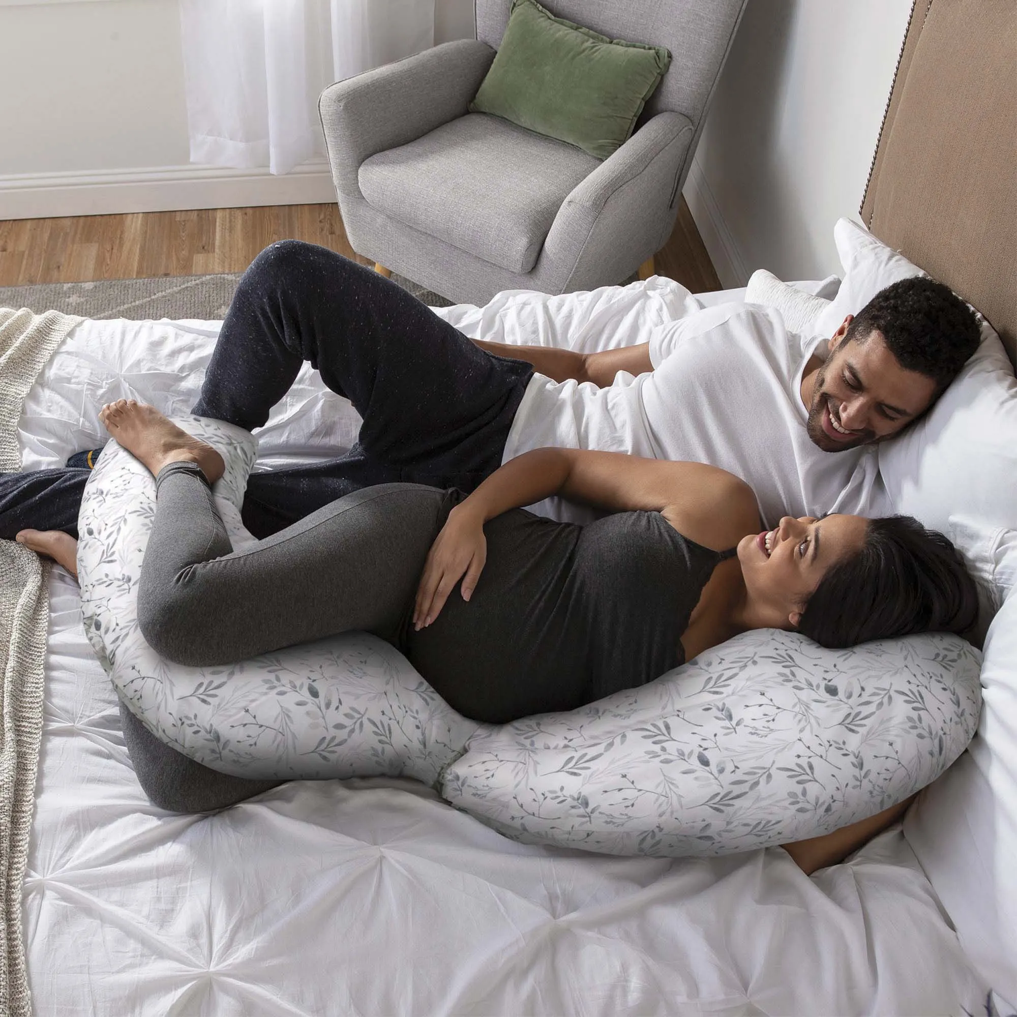 Boppy Total Body Pillow- Grey Leaves