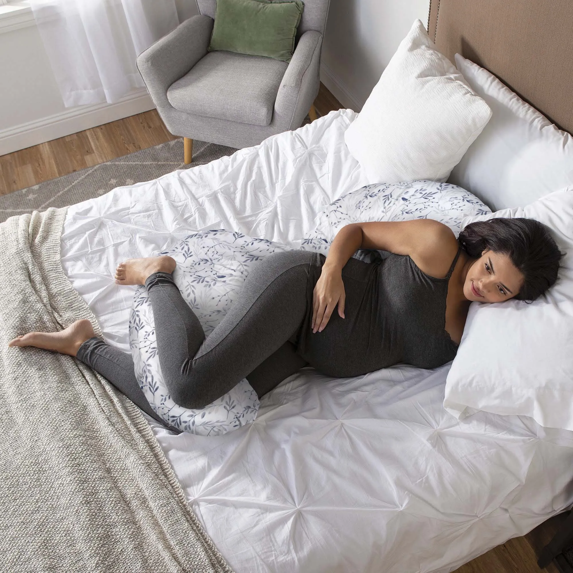Boppy Total Body Pillow- Grey Leaves