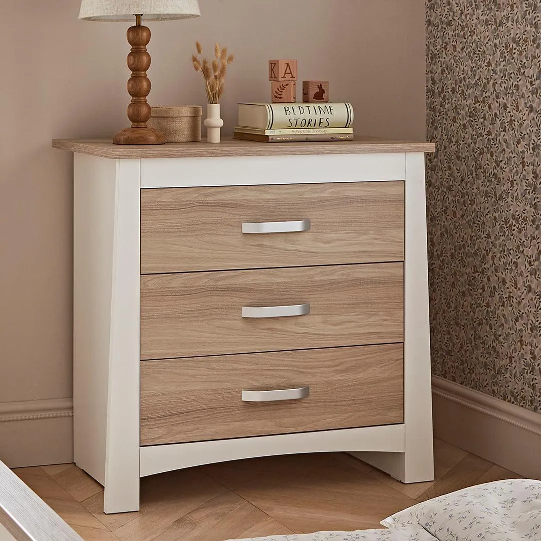 CuddleCo Ada 2 Piece Set 3-Drawer Dresser Cot Bed  - White/Ash