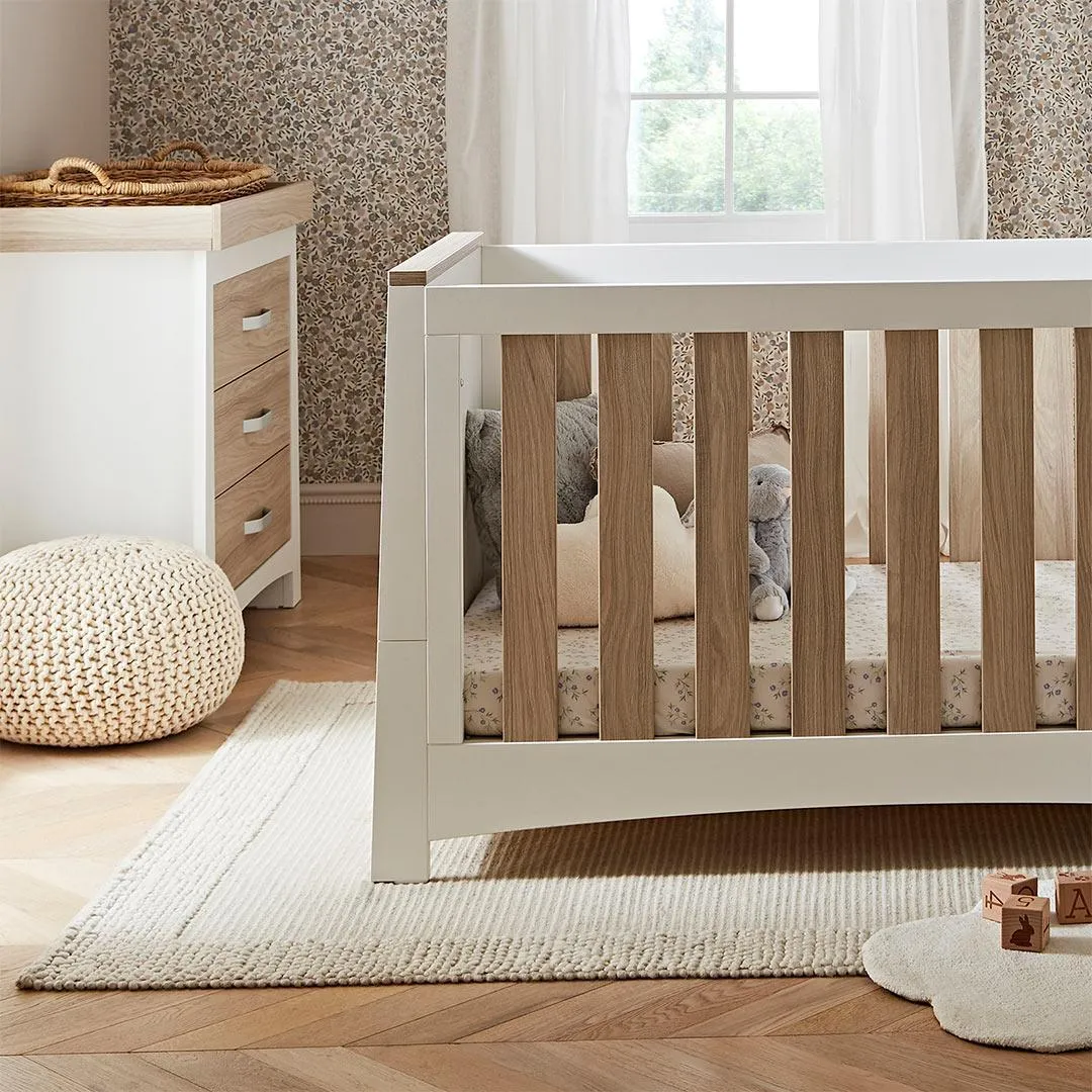 CuddleCo Ada 2 Piece Set 3-Drawer Dresser Cot Bed  - White/Ash