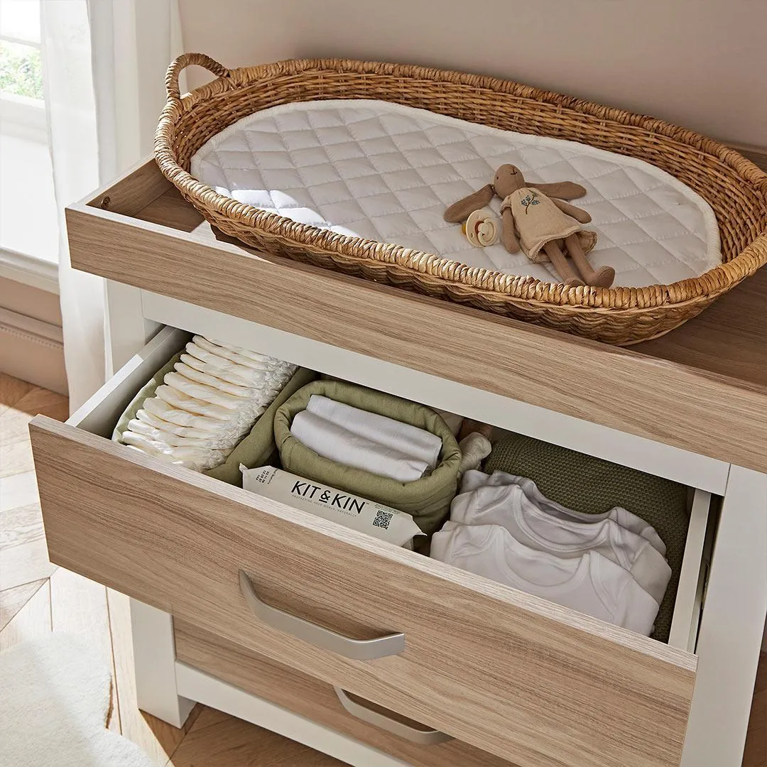 CuddleCo Ada 2 Piece Set 3-Drawer Dresser Cot Bed  - White/Ash