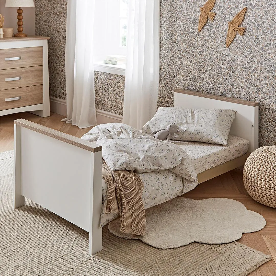 CuddleCo Ada 2 Piece Set 3-Drawer Dresser Cot Bed  - White/Ash