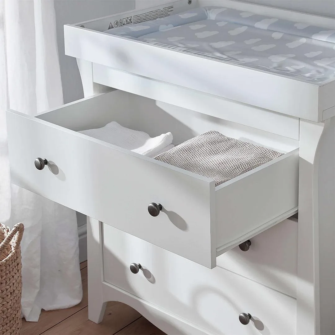CuddleCo Clara 2 Piece Set 3-Drawer Dresser   Cot Bed - White