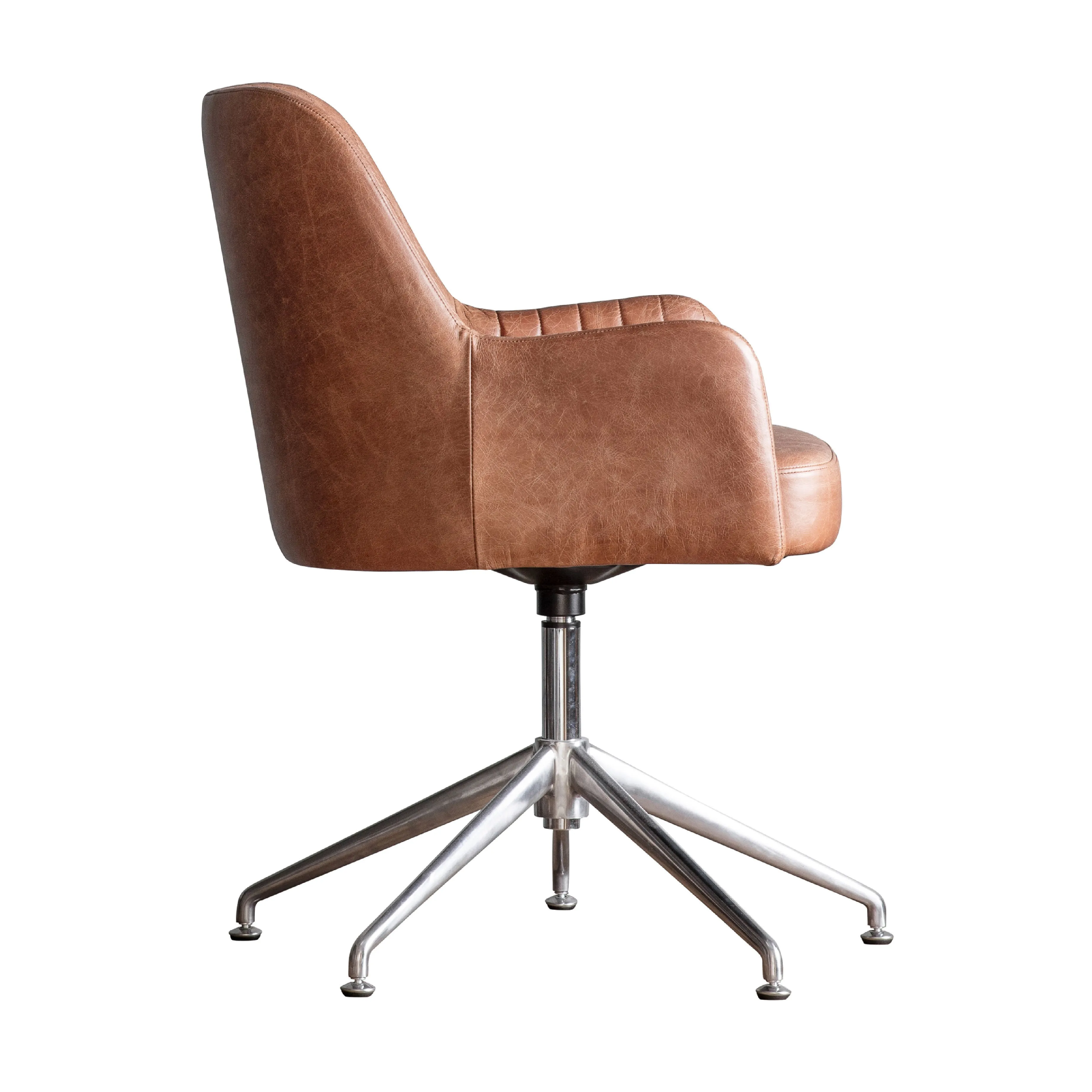 Curie Leather Swivel Chair | Vintage Brown Leather