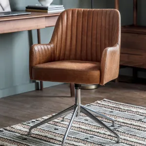 Curie Leather Swivel Chair | Vintage Brown Leather