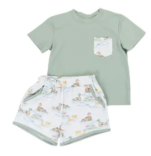 Cypress Row Darling Ducks Boys Play Pocket Short Set