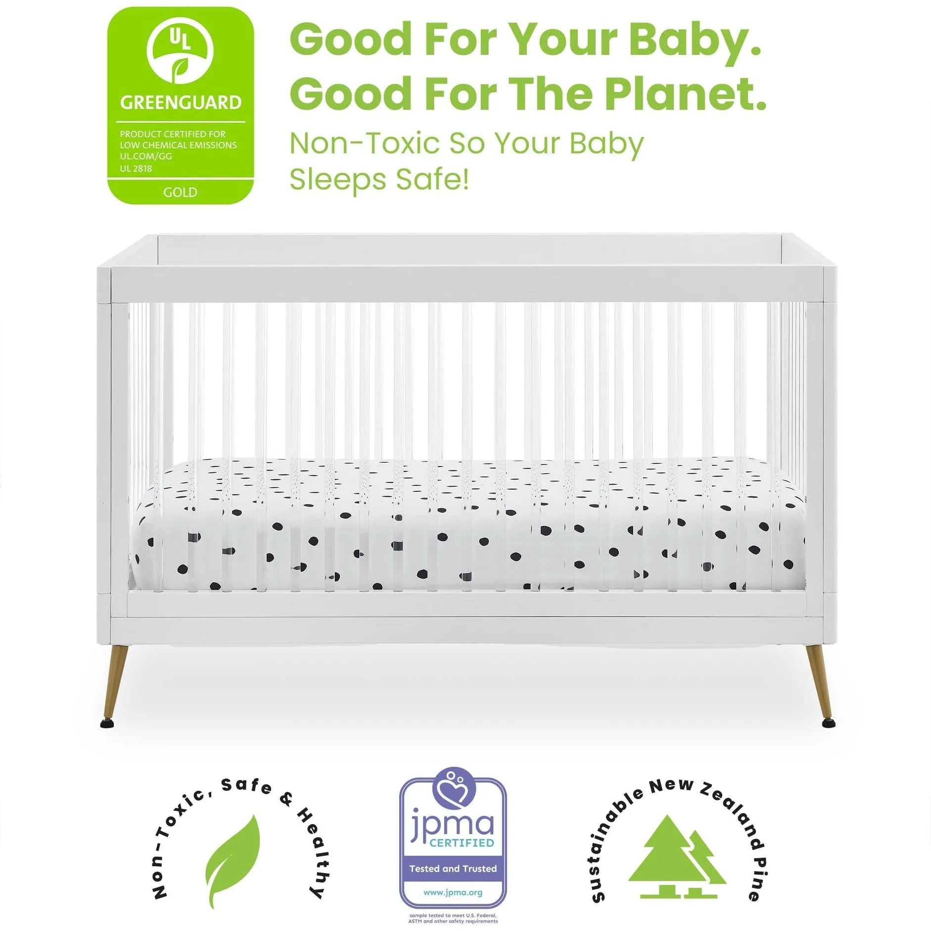 Delta Children Sloane 4-in-1 Acrylic Convertible Crib   Conversion Rails