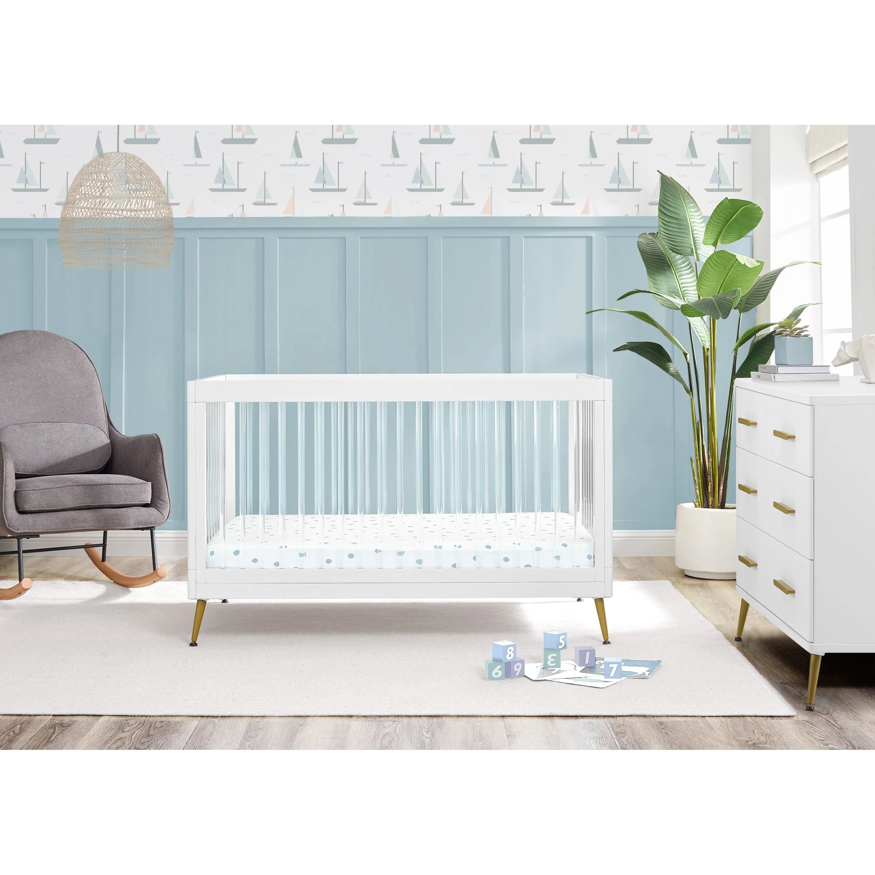 Delta Children Sloane 4-in-1 Acrylic Convertible Crib   Conversion Rails