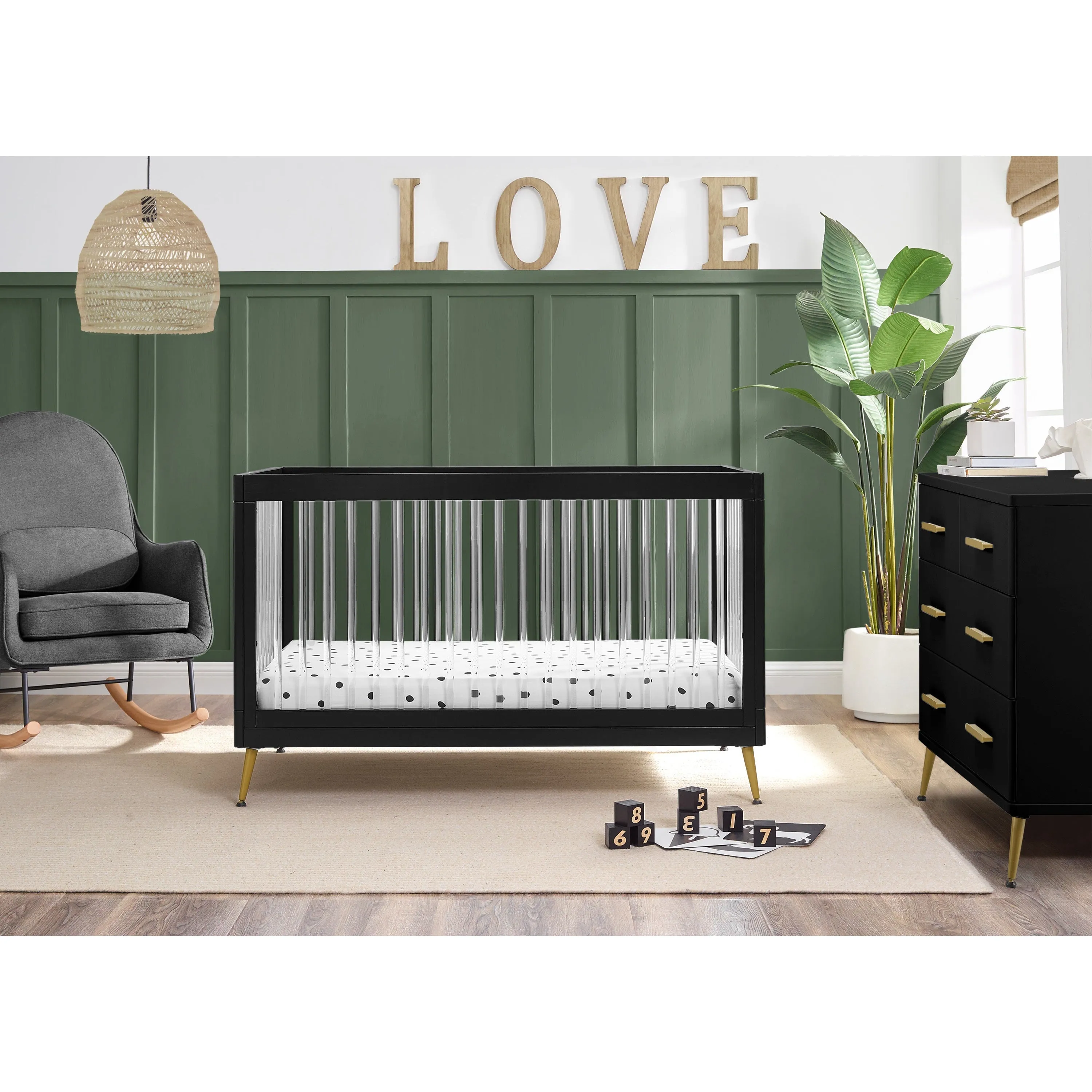 Delta Children Sloane 4-in-1 Acrylic Convertible Crib   Conversion Rails