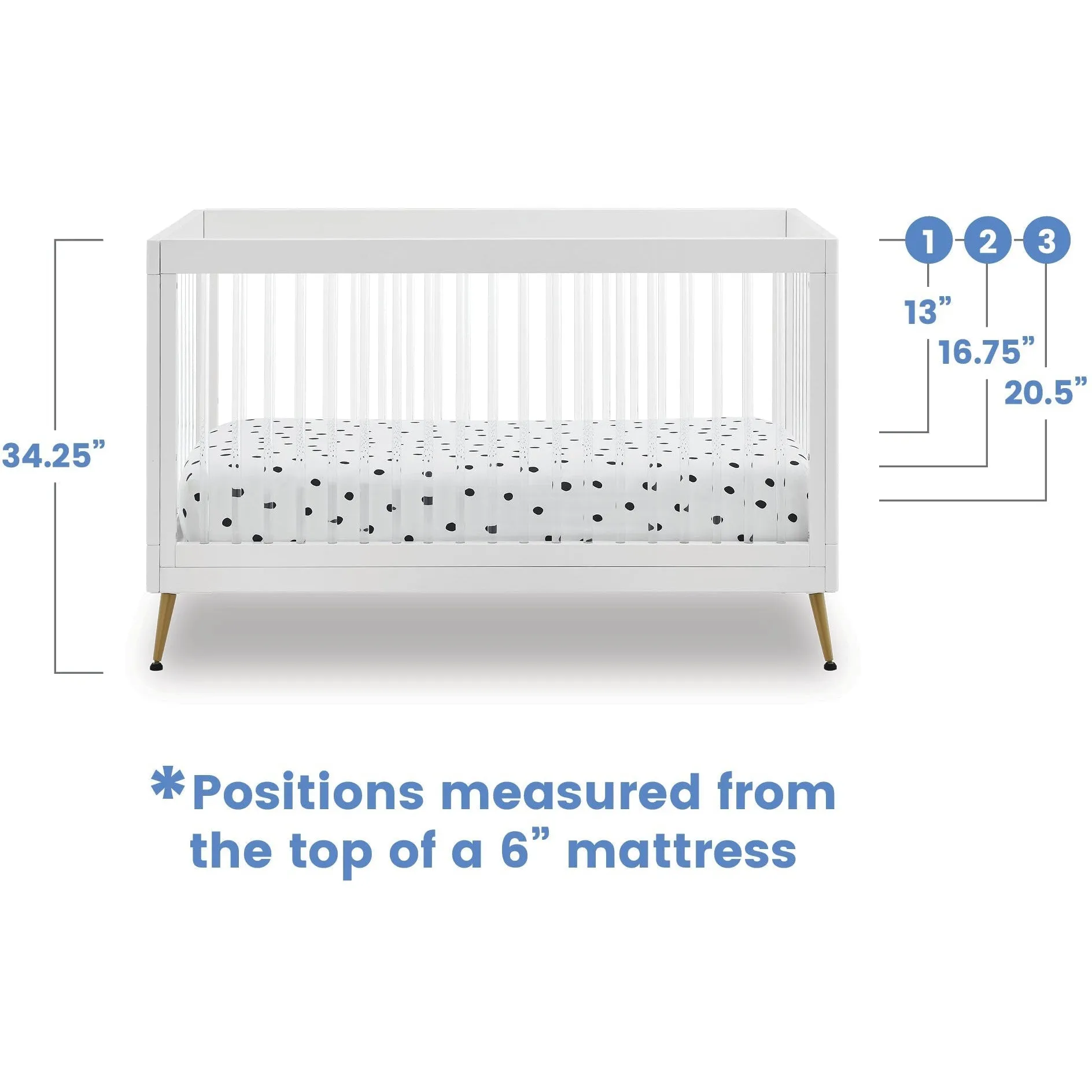 Delta Children Sloane 4-in-1 Acrylic Convertible Crib   Conversion Rails