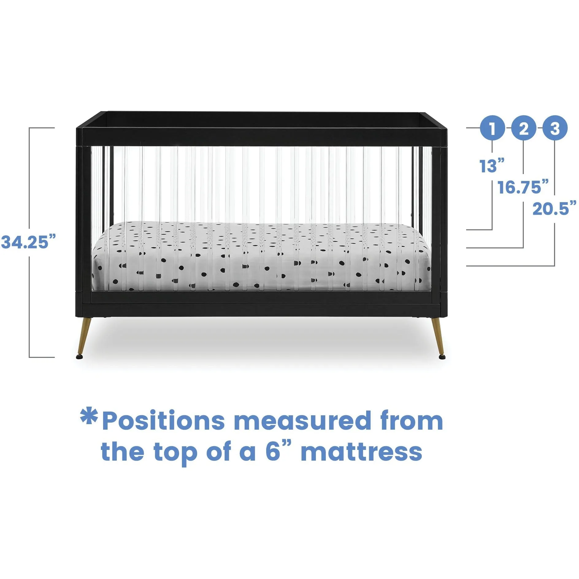Delta Children Sloane 4-in-1 Acrylic Convertible Crib   Conversion Rails