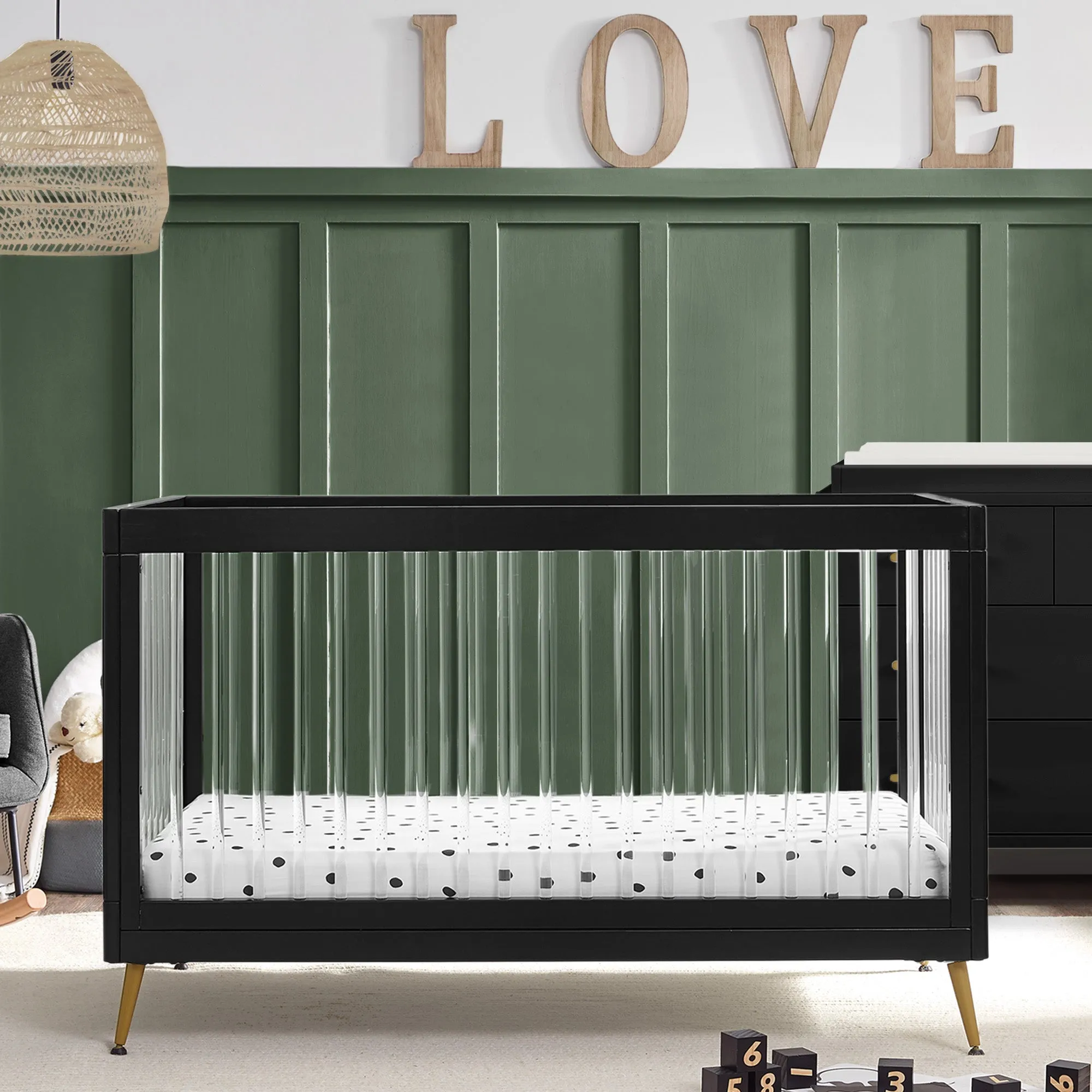 Delta Children Sloane 4-in-1 Acrylic Convertible Crib   Conversion Rails