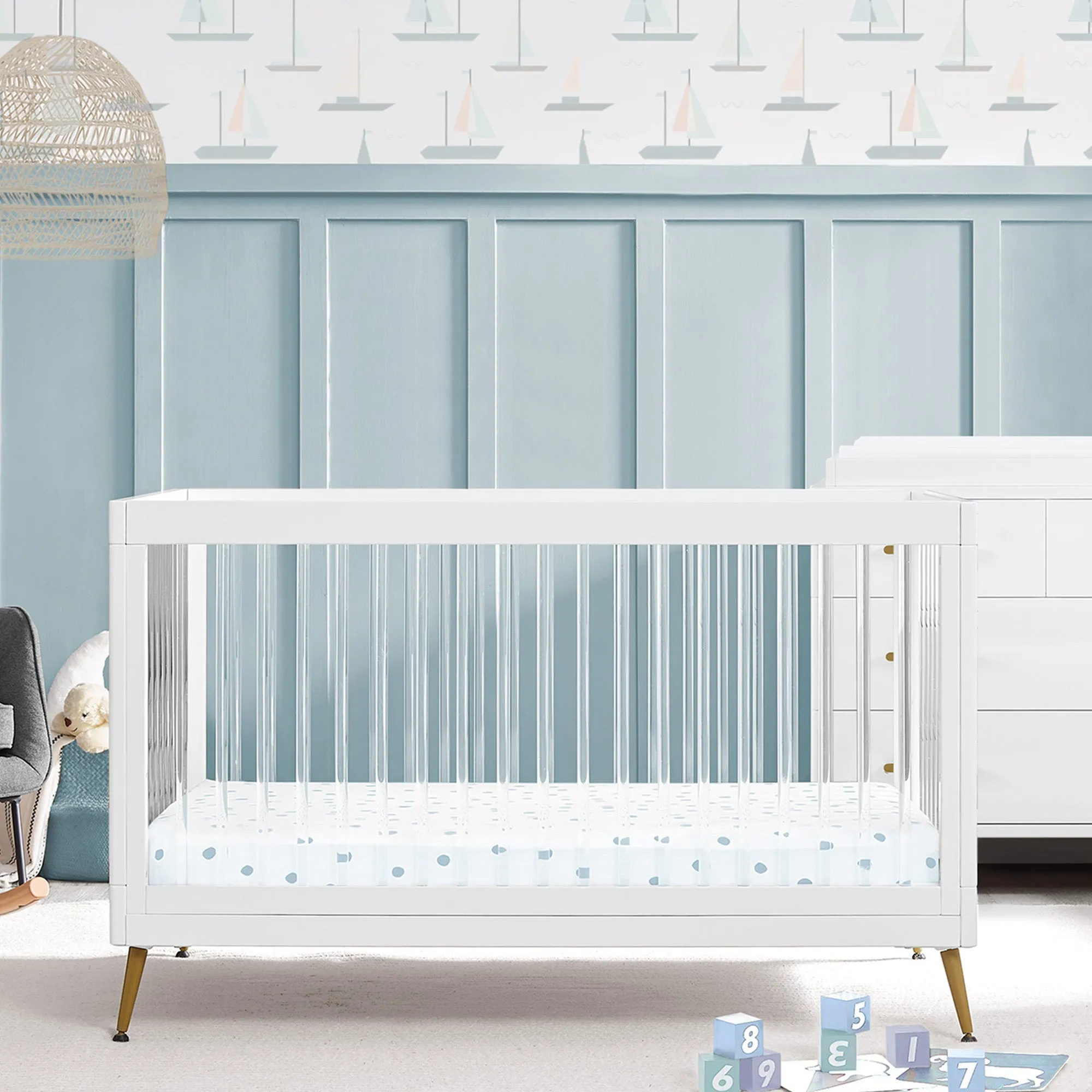Delta Children Sloane 4-in-1 Acrylic Convertible Crib   Conversion Rails