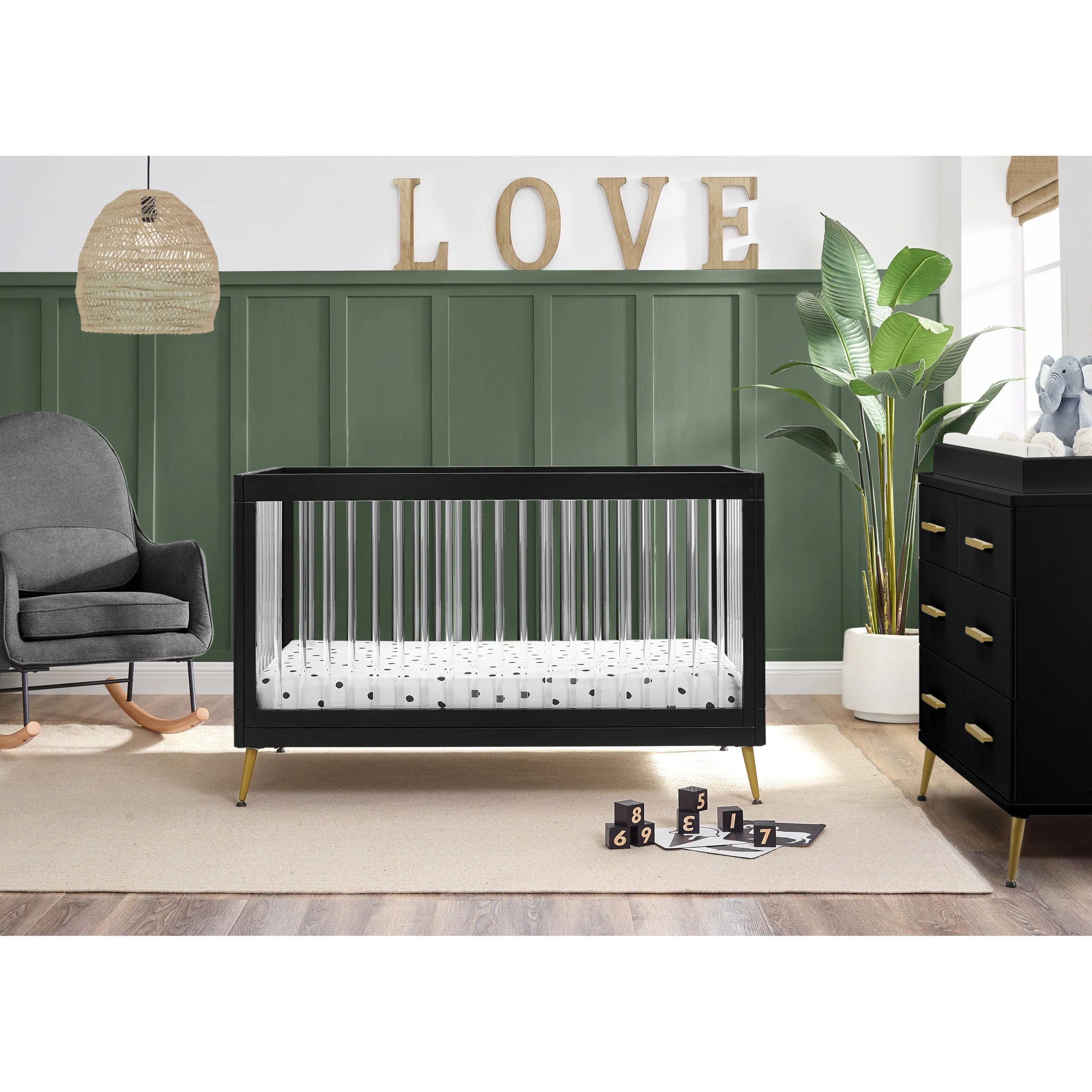 Delta Children Sloane 4-in-1 Acrylic Convertible Crib   Conversion Rails