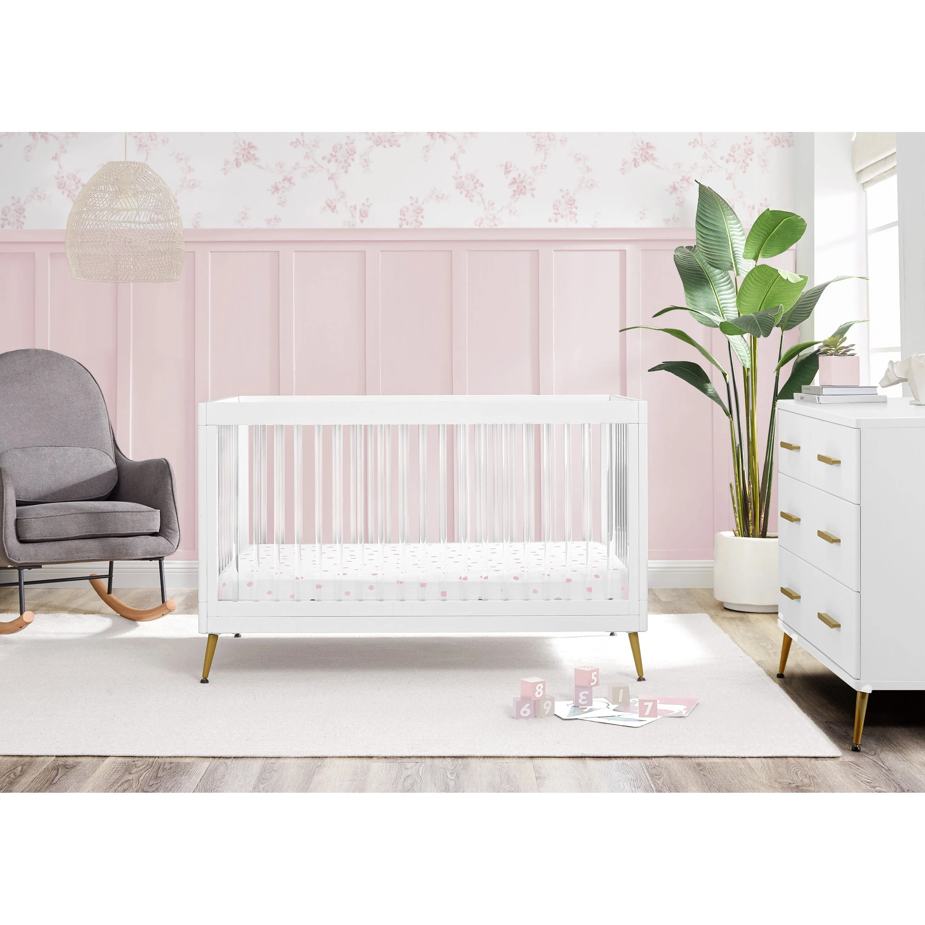 Delta Children Sloane 4-in-1 Acrylic Convertible Crib   Conversion Rails
