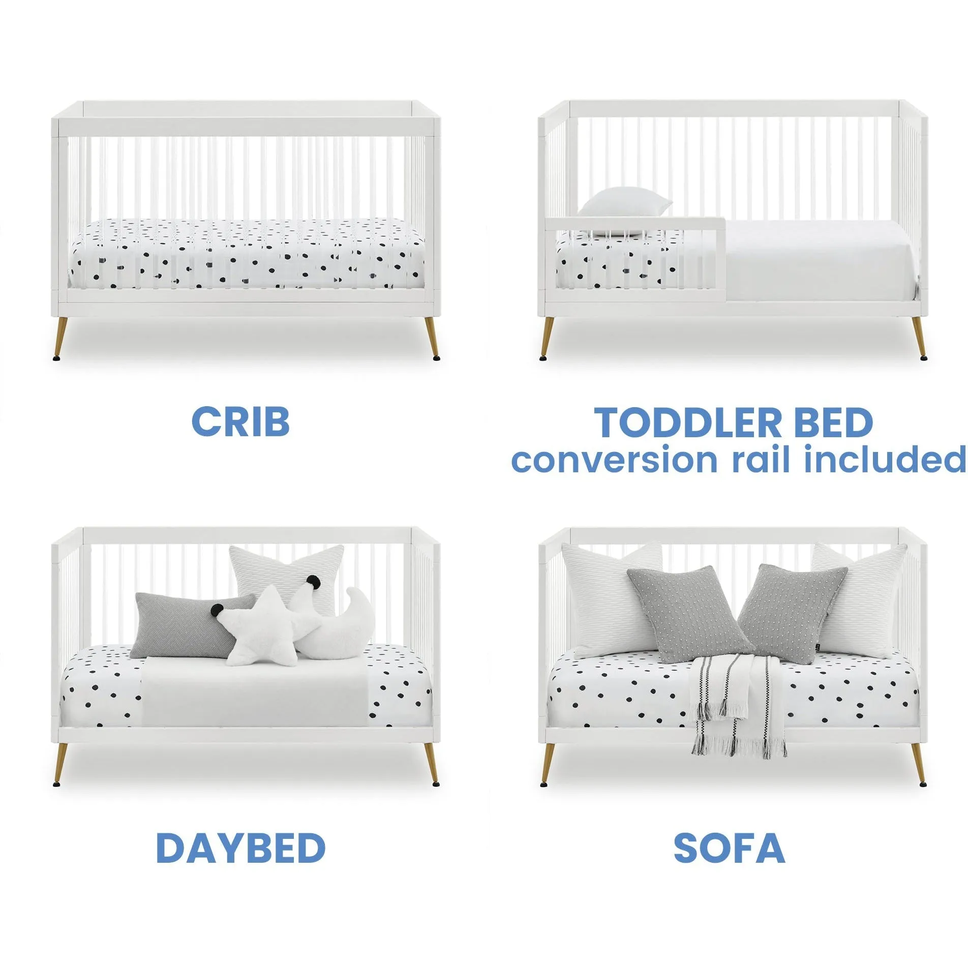 Delta Children Sloane 4-in-1 Acrylic Convertible Crib   Conversion Rails