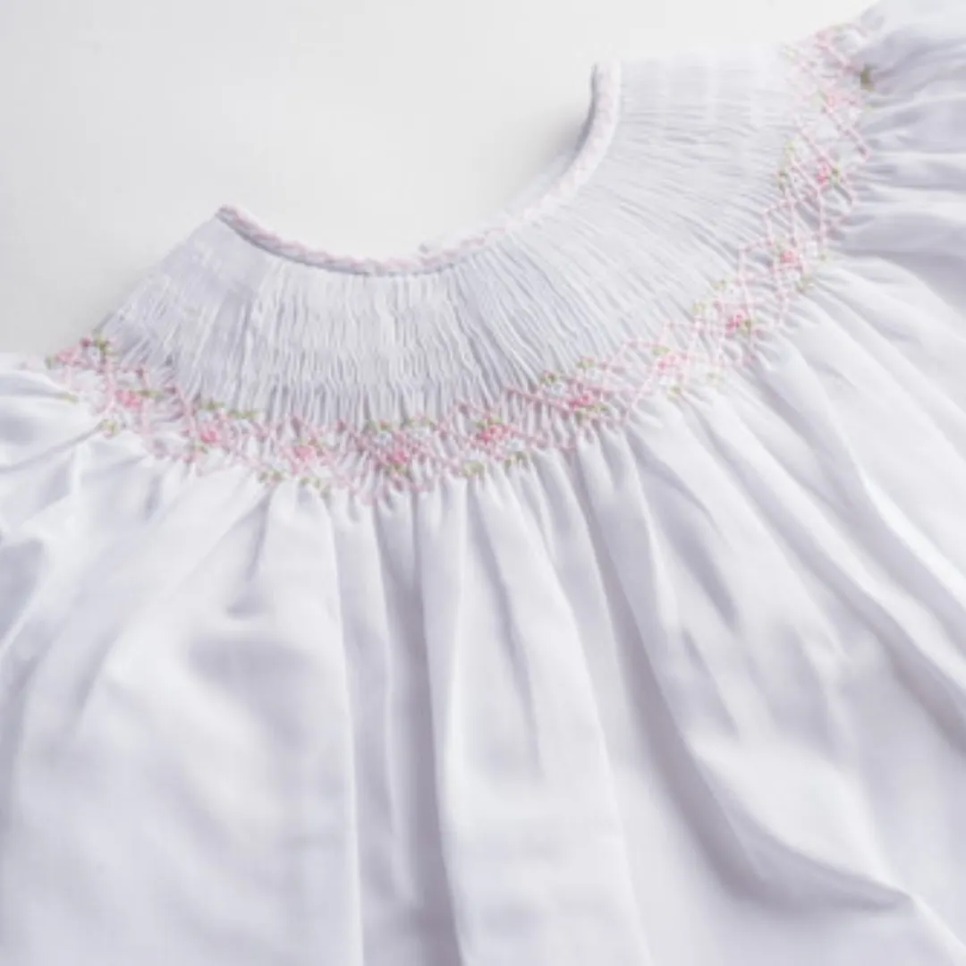Feltman Brothers White Ruffle Sleeve Bishop Dress