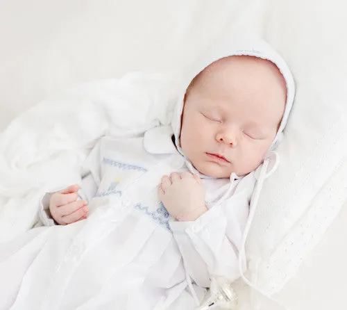 Feltman Brothers White Train Smocked Gown