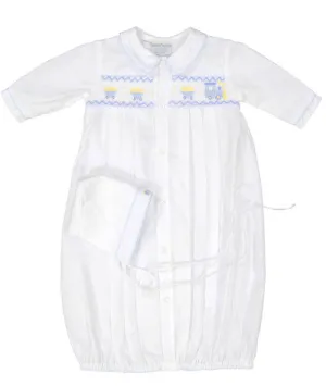 Feltman Brothers White Train Smocked Gown