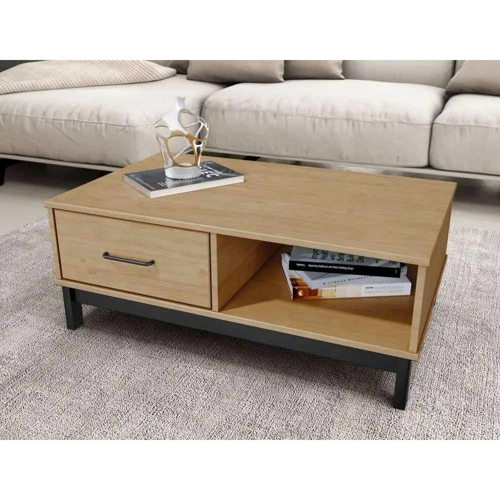 Finestra Madri Coffee Table L900 x W550 x H350mm Roble Black No Warranty