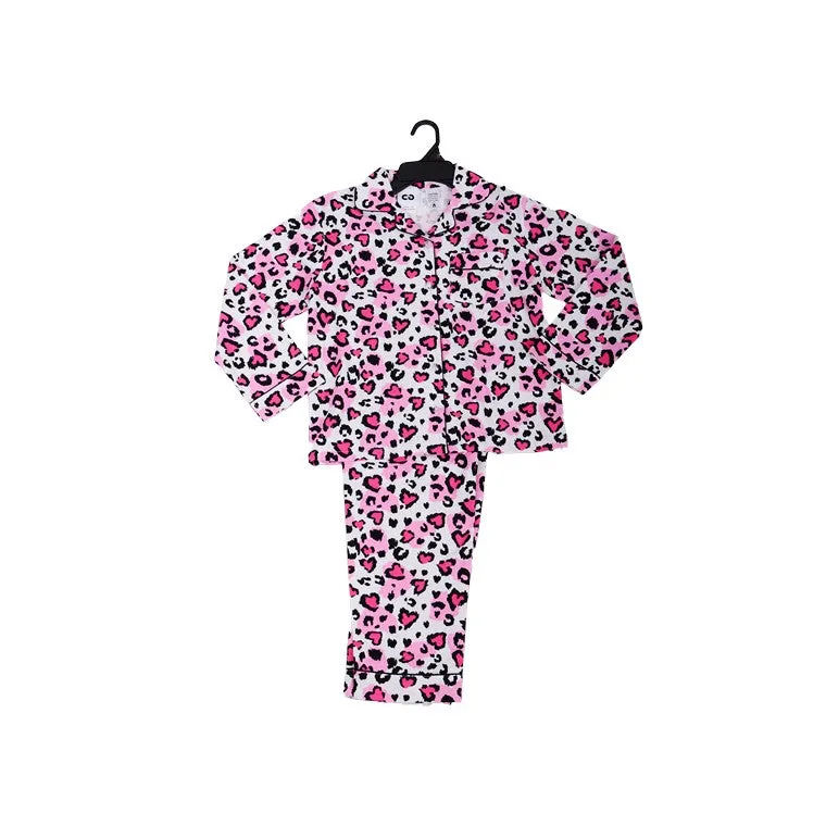 Flannel PJ Set, Love Leopard, Size 14