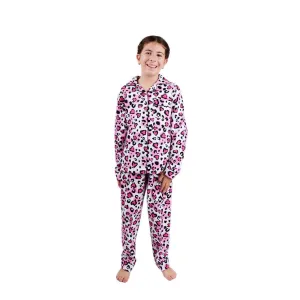 Flannel PJ Set, Love Leopard, Size 14