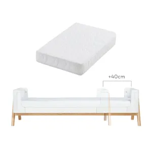 Gaia Baby Hera Junior Bed Extension With Mattress Extension - Scandi White
