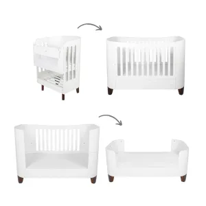 Gaia Baby Serena Cot Bed   Bedside Crib - Includes Bedside mattress - White / Walnut