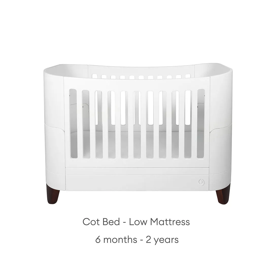 Gaia Baby Serena Cot Bed   Bedside Crib - Includes Bedside mattress - White / Walnut