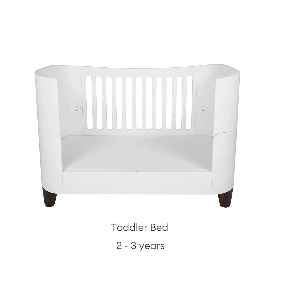 Gaia Baby Serena Cot Bed   Bedside Crib - Includes Bedside mattress - White / Walnut