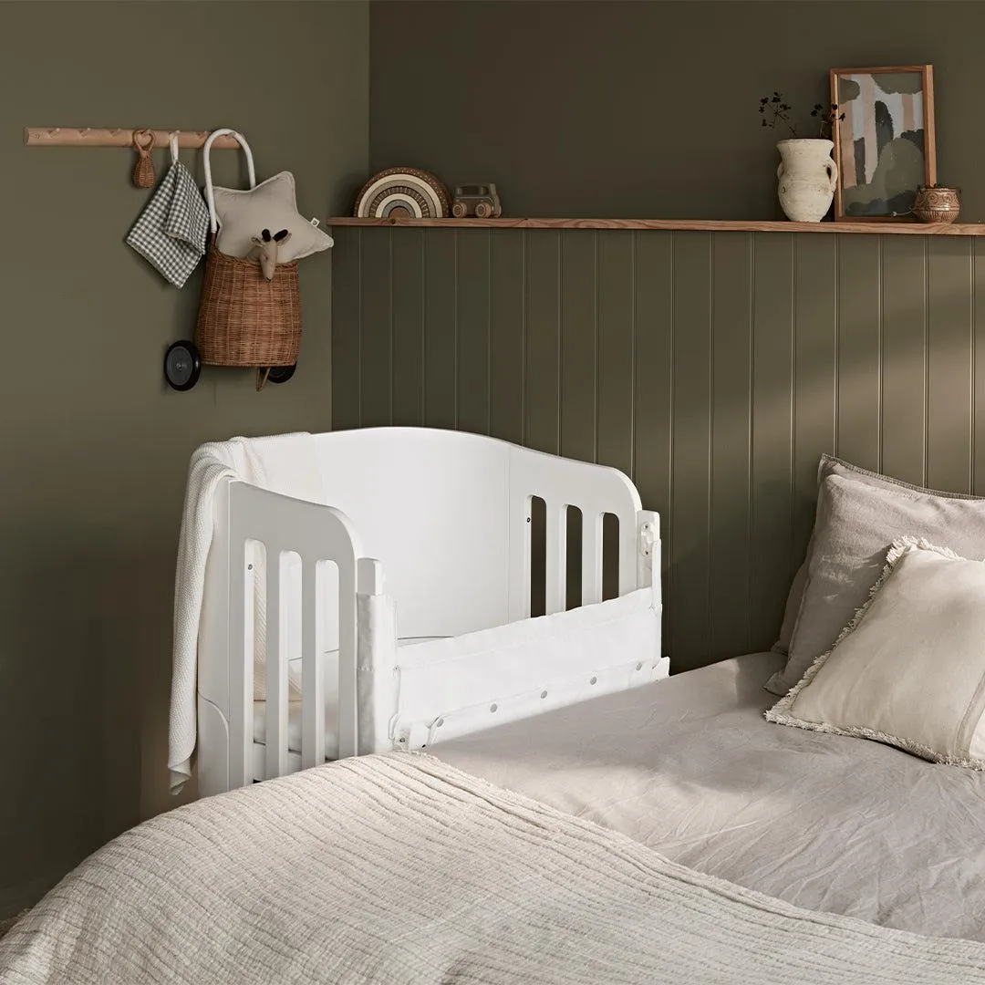 Gaia Baby Serena Cot Bed   Bedside Crib - Includes Bedside mattress - White / Walnut