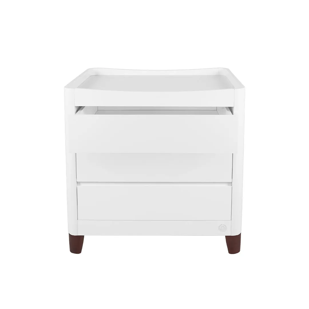 Gaia Baby Serena Mini Cot and Dresser Set - White / Walnut