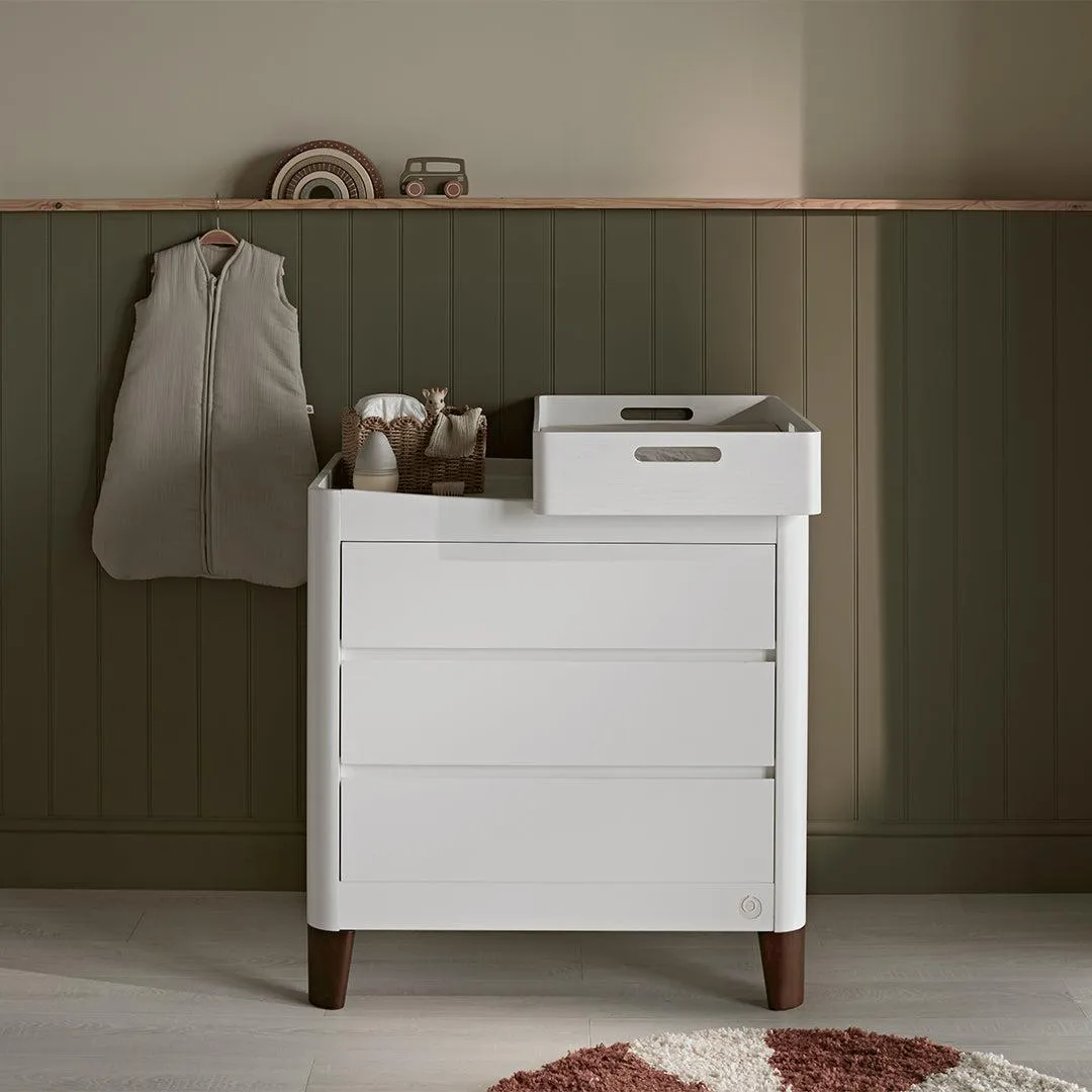 Gaia Baby Serena Mini Cot and Dresser Set - White / Walnut