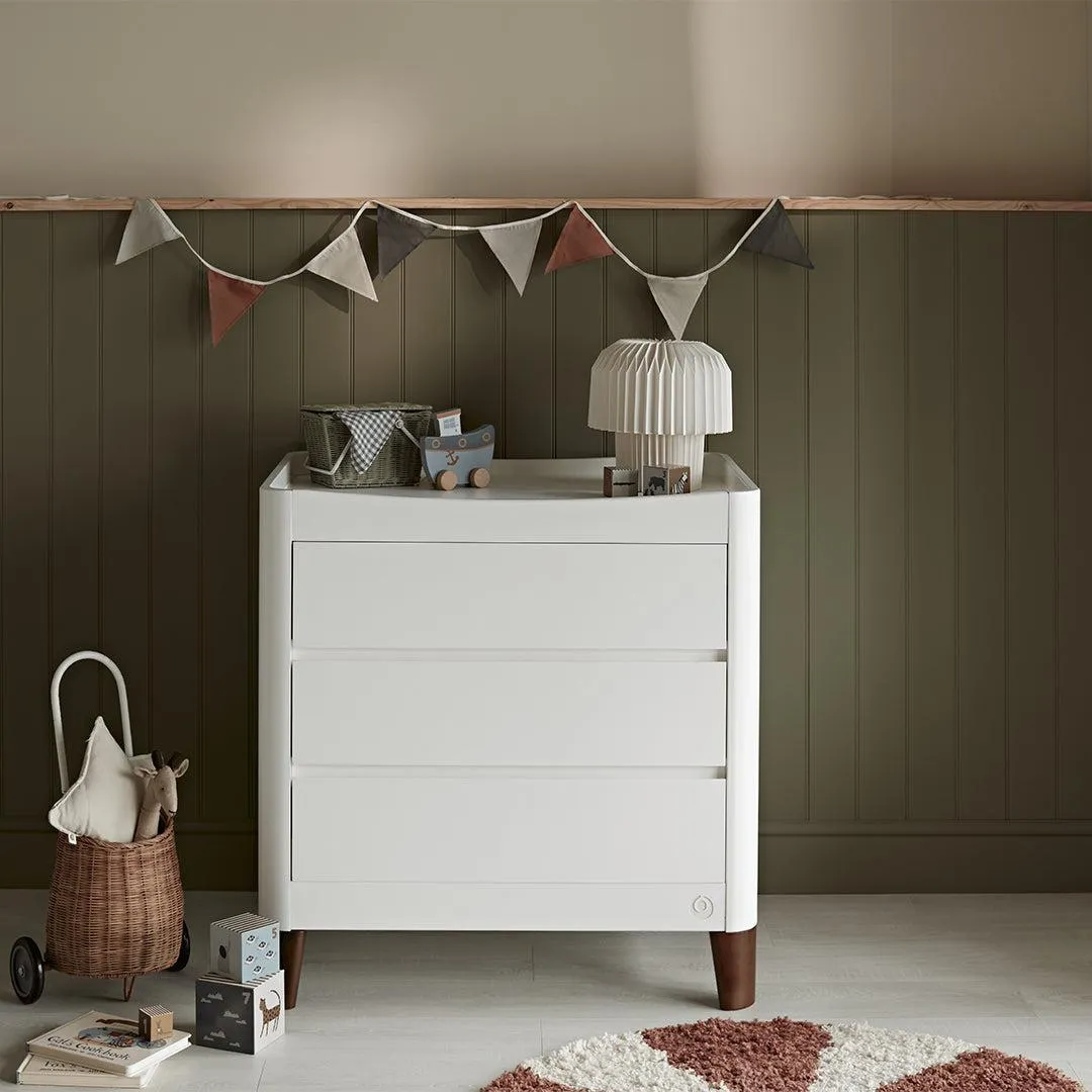 Gaia Baby Serena Mini Cot and Dresser Set - White / Walnut