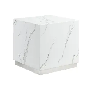 Helios End Table - White and Silver