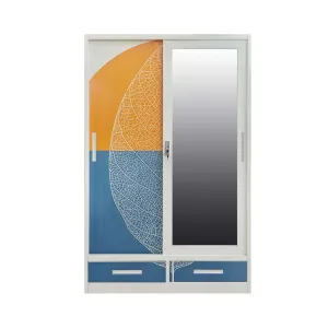 Home Basics Metal 2-Door Wardrobe with Mirror L1200 x W500 x H1850mm