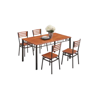Home Basics Metal Dining Set 5pc Dirty Oak/Black