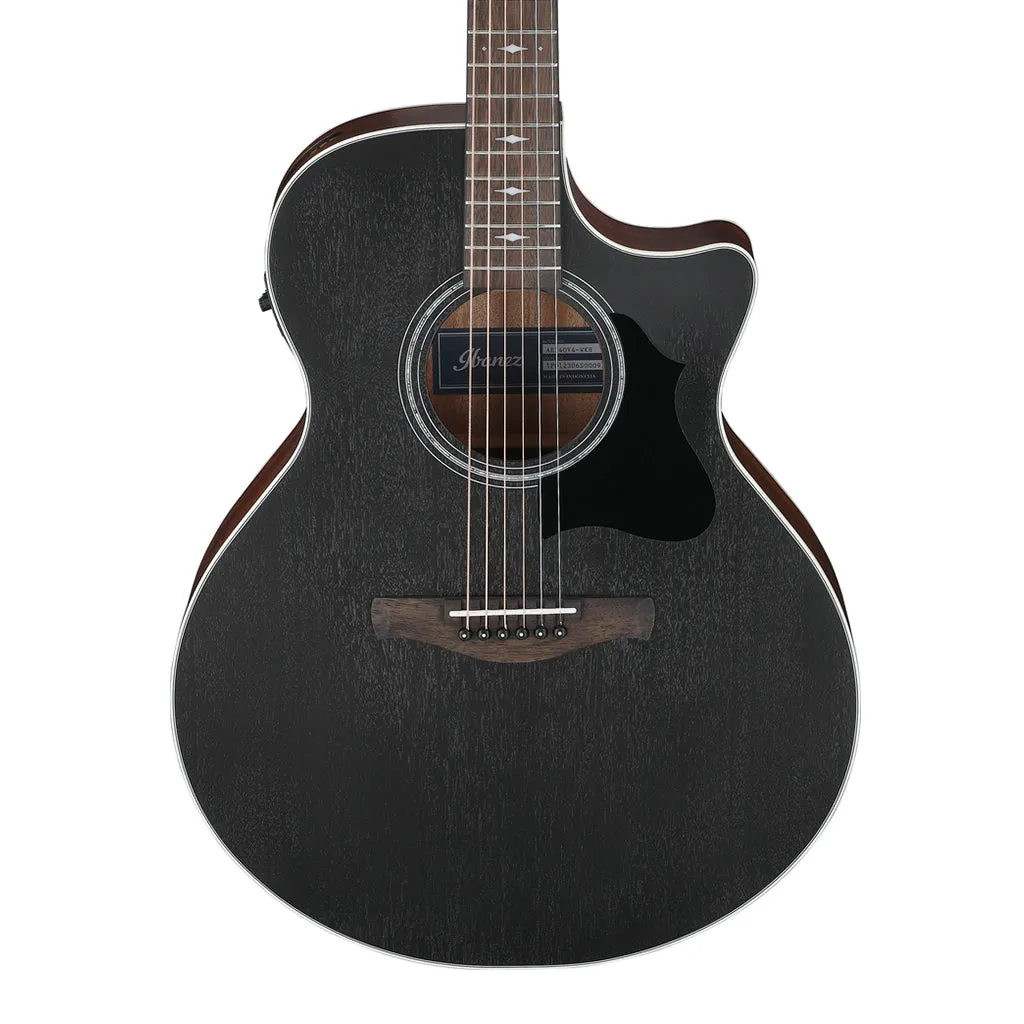 Ibanez AE140WKH Electro Acoustic Guitar Weathered Black Open Pore Top, Open Pore Natural Back and Sides