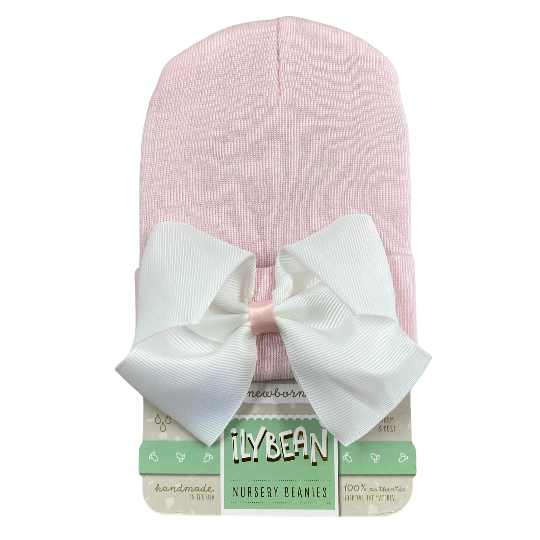 IlyBean Ava White Bow Hat w/ Pink Center