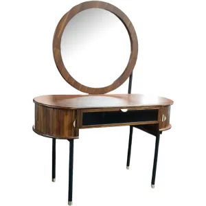 Inception Dressing Table L1200 x W450 x H750mm Dark Walnut & Black